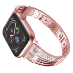 Apple Watch Series 3/2/1 42mm rhinestone décor stainless steel watch band - Pink