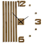 Horloge murale 3D DIY en bois de chêne - Grandes lamelles de 100 cm - Design moderne - EKO - Sticker mural décoratif pour bureau, salon, chambre à coucher - Article de décoration (XXL 100 cm,