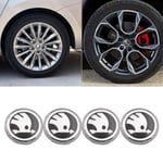 4st/lot 60 mm Hjulnav Center Cap Black Silver Arrow Logo Badge Cover 6 Clips För Skoda Octavia Superb Rapid Kodiaq Karoq Kamiq