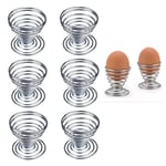 6 st rostfria äggkoppar med spiralfjäder för frukost, hårdkokta ägg, grill/äggställ