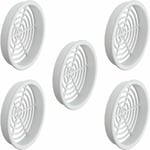 5x Grille de ventilation aération ronde en plastique diamètre encastrement 60mm hauteur 9mm Cache Protection Plafond Mur Menuiserie, blanc