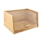 Clear Front Bread Bin Wooden With Clear Top Food Storage Kitchen Container