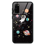 ZhuoFan Coque Huawei P20, Series 9H Verre TREMPE Cas Design Motif Antichoc Protector Case [Anti-Rayures] [Soft Bumper] Tempered Glass Skin Fundas for Huawei P20 5.8, Cover Univers Astronaute