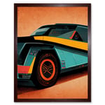 Colourful DeLorean Style Retro Car Poster Art Print Framed Poster Wall Decor 12x16 inch