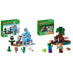 LEGO 21243 Minecraft The Frozen Peaks & 21240 Minecraft The Swamp Adventure, Building Game Construction Toy with Alex and Zombie Figures in Biome, Birthday Gift Idea for Kids Aged 8+