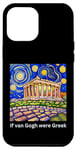 Coque pour iPhone 13 Pro Max Drôle Artiste "If Van Gogh were Greek" Starry Night Acropolis