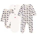 Petit Bateau Whale Onesie Och 3-pack Baby Bodys Marshmallow Medieval | Vit | 3 months