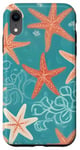 iPhone XR Trendy Coral Starfish Seashell Abstract Design Case