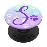 S Initial Phone Grips Pop Up Holder Rainbow Purple Paw Print PopSockets Grip and Stand for Phones and Tablets
