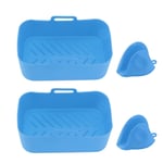 (Blue)2 Pack Silicone Air Fryer Liner For DZ201 Foodi 8QT Non Stick Heat