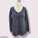 New! JOULES HARBOUR TOP Size UK6/8/10 Navy Heart £30 SWING V NECK JERSEY
