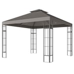 Lusthus med dubbeltak, ca. 3x3 m, vattenavvisande, stabil, vintertät, trädgårdspaviljong med UV-skydd, partytält av metall, för