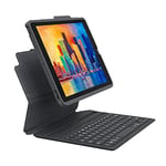 ZAGG Pro Keys Keyboard and Case with Pencil Holder made for Apple iPad 10.2 (7th, 8th, 9th gen), Backlit Laptop Style Keys, QWERTY UK English, Auto Sleep/Wake Function, Gray