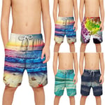 Kids Print Hawaiian Beach Shorts Kid Boys White & Blue M