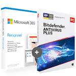 Pack Microsoft 365 Personnel + Bitdefender Antivirus Plus - 1 PC - Mail Renouvellement 1 an