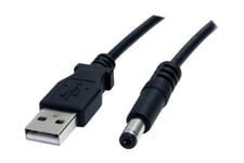 StarTech.com 3 ft USB to Type M Barrel 5V DC Power Cable - Power cable - USB (power only) (M) to DC jack 5.5 mm (M) - 3 ft - molded - black - USB2TYPEM - strømkabel - USB (kun strøm) til DC-stik 5,5 mm - 91 cm