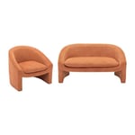 Vente-unique Canapé 2 places et fauteuil en tissu terracotta OSSANA