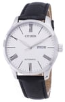 Citizen Automatic White Textured Dial Leather Strap NH8350-08A Analog Mens Watch