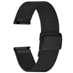 Fullmosa 18mm Mesh Watch Strap, Metal Bands Compatible with Huawei Watch, Fossil Venture, Withings, 18mm Black
