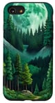Coque pour iPhone SE (2020) / 7 / 8 Forêt Nature Montagne Lune Vert Arbre Pin Aventure Randonnée