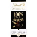 Lindt tablette de chocolat excellence noir 100% cacao 50g