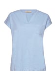 Fqviva-V-Ss-Pocket-Basic Tops T-shirts & Tops Short-sleeved Blue FREE/QUENT