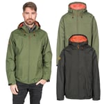 Trespass Kelty Mens Waterproof Jacket Black & Green Rain Coat With Hood