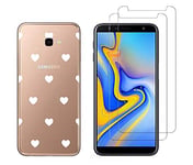 NOVAGO Compatible avec Samsung Galaxy J4 Plus/J4 +/J4 Core -Coque Souple Solide Anti Choc avec Impression + 2 Films Protection écran Verre trempé résistant (Coeur)