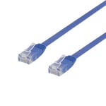 NÖRDIC Cat6 U / UTP flat nettverkskabel 50cm 250MHz båndbredde og 10Gbps overføringshastighet blå