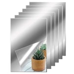 ANECO 6 Pack Thickened Acrylic Mirror Sheets Self Adhesive Plastic Mirror Tiles Mirror Wall Stickers Decal for Home Room Decor, 6 x 9 inches