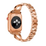 Apple Watch 41mm Series 9 Smalt länkarmband med glittrande stenar, roséguld