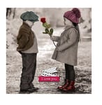 3D Holographic Greetings Card Blank Inside Boy & Girl With Rose Valentines (E34)