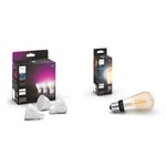 Philips Hue White & Colour Ambiance Smart Spotlight 3 Pack LED - 350 Lumens 929001953115 & White Ambiance Filament ST64 Smart Light Bulb with Bluetooth.