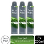 Dove Anti-Perspirant Men+Care Advanced 72H Protection Deodorant 200ml, 3 Pack