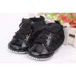 3 Colors Baby First Walkers Sapato Rose Flower Soft Shoes 0-18m Black 13-18months
