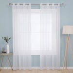 Set med 2 Voile-gardiner med öljetter för fönster 140x250cm Vit Voile