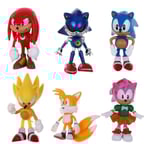 6 st Sonic The Hedgehog rörliga figurer Barnleksak docka present