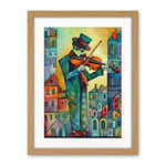 Artery8 Fiddler On The Roof Folk Art Watercolour Painting Artwork Framed Wall Art Print 18X24 Inch