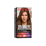 Revlon, ColorStay, Coloration Permanente, Crème Longue Tenue, Couvre 100% des cheveux blancs, Jusqu’à 8 semaines de couleur, Huile de Macadamia et de Beurre de Murumuru, N°6 Châtain Clair