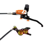 Hope Tech 4 V4 Disc Brake - Colours Black / Orange No Rotor Front RH Standard Hose 1600mm Black/Orange