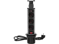 Orno Furniture Socket ? 6Cm Extendable From The Top With A Lock And 1.8M Cable, 3X2p+E (Schuko), Inox