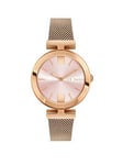 Ted Baker Darbey Stainless Steel Rose-Gold Case Pink Sunray Dial Stainless Steel Rose-Gold Mesh Band