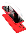 JOYTAG Compatible For Samsung Galaxy S20 case + [2 Packs] Protection Film 360 degrees ultra thin Matte All-inclusive Protection 3 in 1 PC Phone case cover-Red
