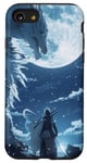 Coque pour iPhone SE (2020) / 7 / 8 Guerrier de style animé Visages Lune Loup Fantasy Stars