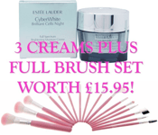 3 ESTEE LAUDER CYBER WHITE MOISTURISING NIGHT CREAMS 50ml +FREE LUXURY BRUSH SET