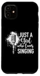 Coque pour iPhone 11 Singer Microphone vintage Motif fleurs chantantes Opéra