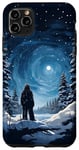 Coque pour iPhone 11 Pro Max Bigfoot Yeti Sasquatch Winter Regard at Stars Night Sky