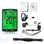 3 en 1 Ordinateur de vélo sans Fil écran LCD Multifonctionnel Ordinateur de vélo avec capteur de fréquence Cardiaque Compteur de Vitesse de vélo de Montagne odomètre IPX7 Cyclisme étanche