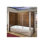 Aica Sanitaire - Pare baignoire 90x140cm en verre anticalcaire pivotante à 180degré et une paroi de douche en 75x140cm
