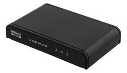 DELTACO PRIME HDMI-splitter, 1in, 2 ut, HDMI 2.0, 4K, UHD, svart